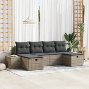 Set Divano Giardino 6 Pezzi con Cuscini Grigio Rattan Polimero