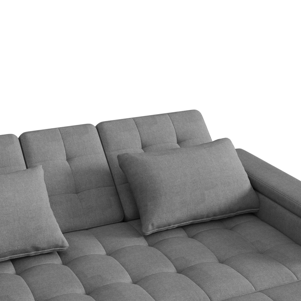 Divano letto a 2 posti con schienale reclinabile e contenitore; 159 cm; grigio
