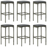 Sgabelli da Bar con Cuscini 6 pz Grigi in Polyrattan cod mxl 65245