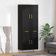 Credenza Rovere Nero 69,5 x 34 x 180 cm Legno multistrato