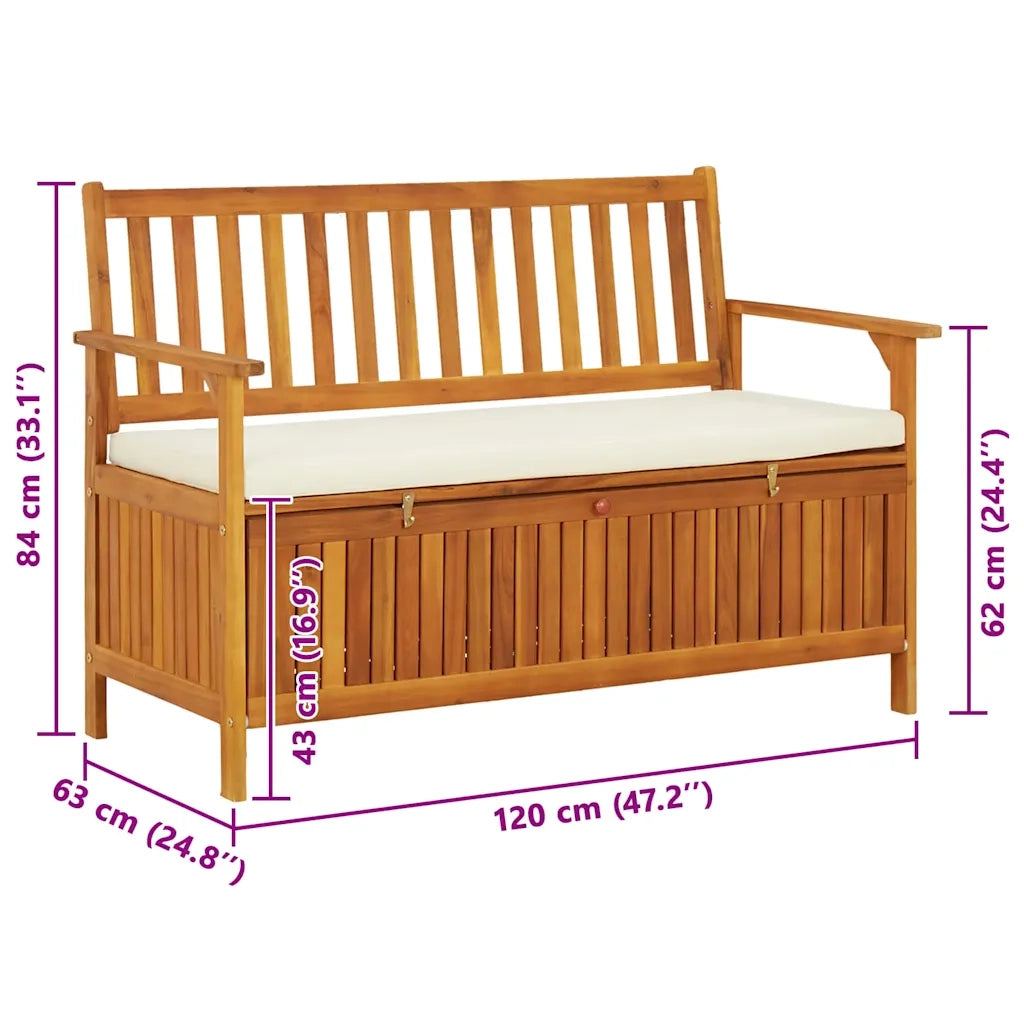 Cassapanca da Giardino in Legno Massello di Acacia 120x63x84 cm 44126