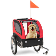 Rimorchio bici per animali domestici con ruote 50cm tettuccio apribile, Rimorchio per bicicletta per cani Rosso-Giochi e accessori per cani