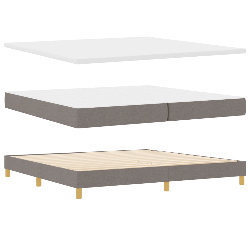 Letto Box Spring  con Materasso Tortora 200x200 cm Tessuto