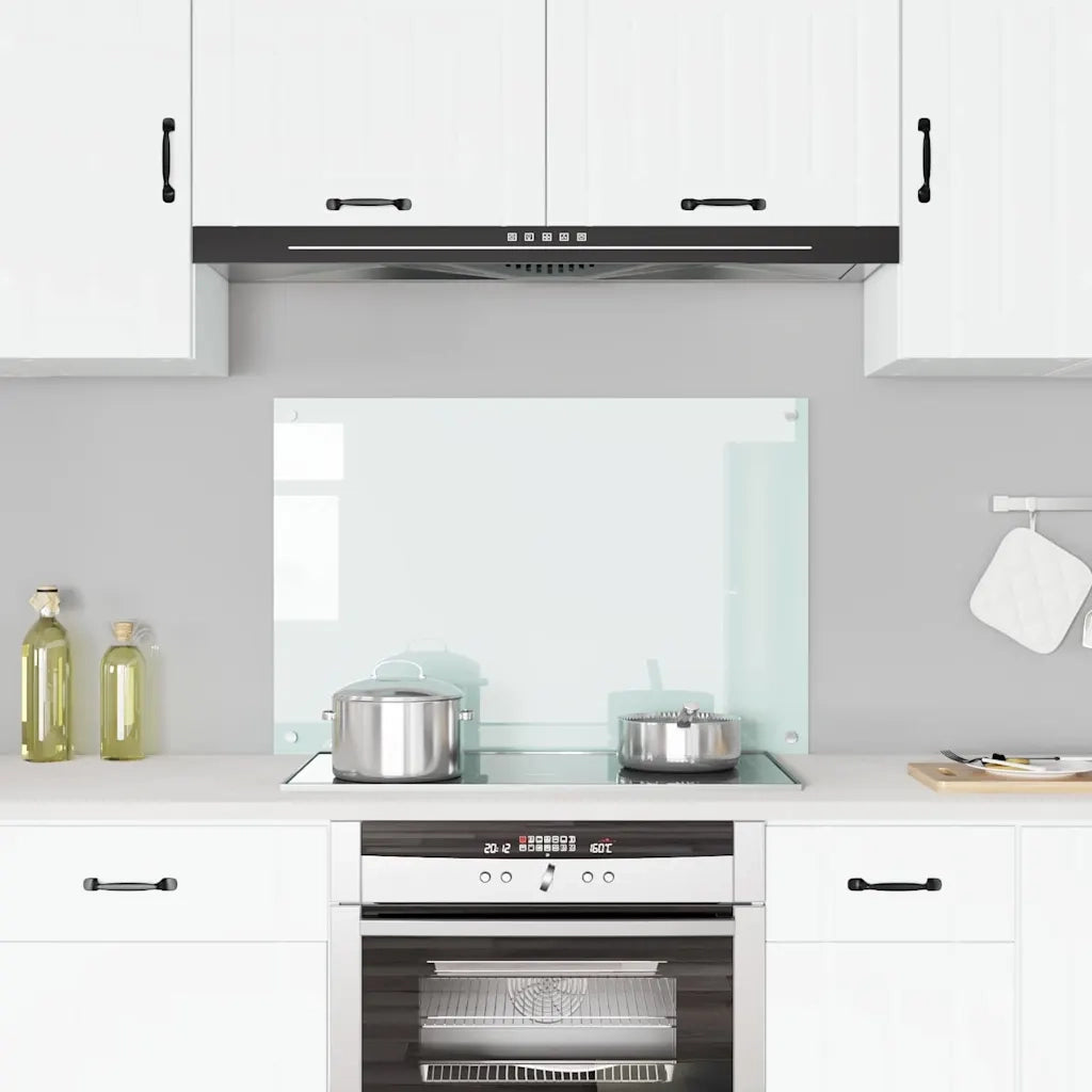 Paraschizzi per Cucina-Protezione parete cucina Bianco 90x60 cm in Vetro Temperato
