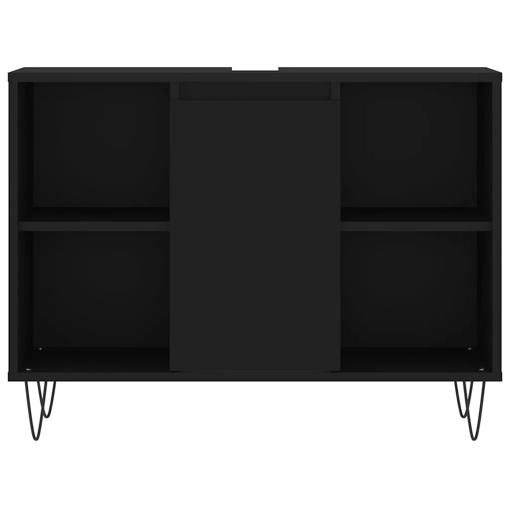 Mobiletto da bagno moderno con vano contenitore 80 x 33 x 60 cm in legno composito nero 02_0049057