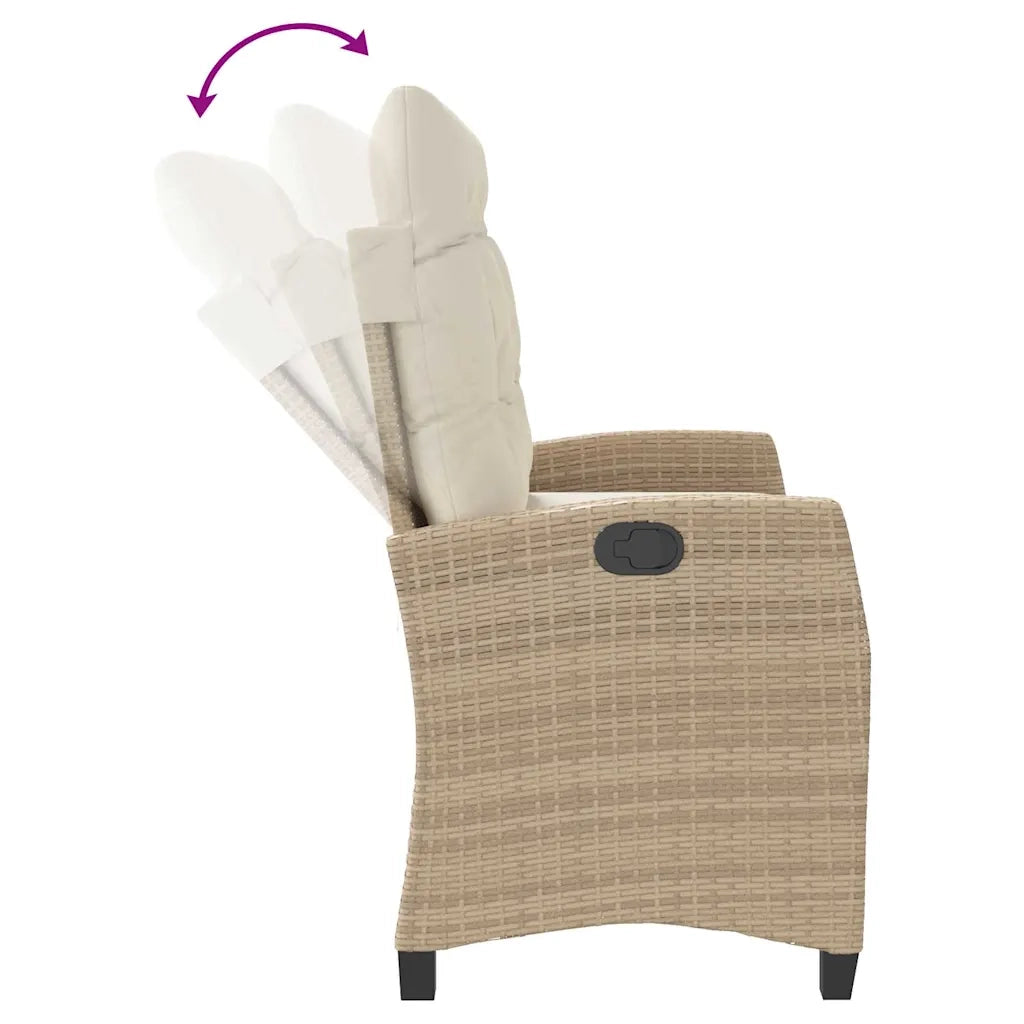 Panchina Reclinabile da Giardino | Panca da Giardino con Cuscini Beige in Polyrattan