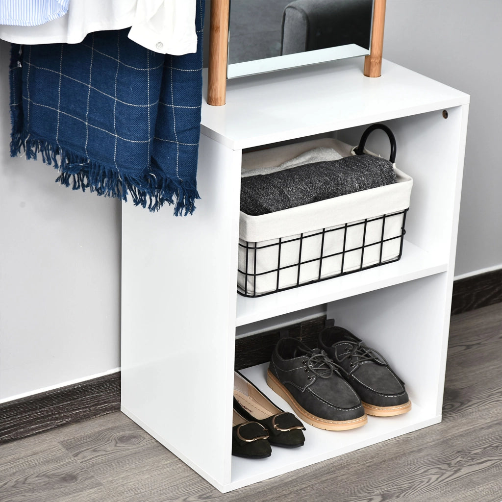 Appendiabiti con specchio e 4 ganci ¨C zephmum ¨C bianco MDF 100x34x164 cm