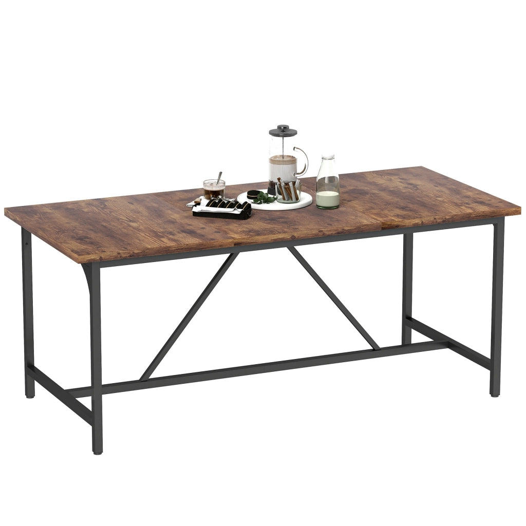 Tavolo da pranzo rettangolare allungabile 6-8 persone ¨C Xylo ¨C Legno effetto noce gambe metallo 180x80x75,5cm