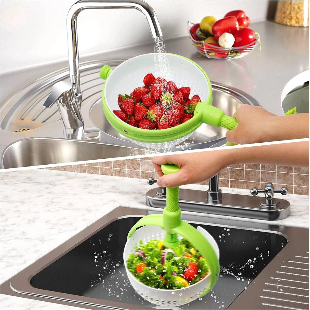 Trade Shop - Scolapasta 2in1 Centrifuga Per Lavare Insalata Lava Frutta E Verdura Cesto Scola -