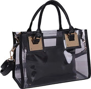Set di borse da spalla trasparenti 2 in 1, tasche da spalla PVC trasparente, shopper, clutch, tasca, nera, borse da trasporto