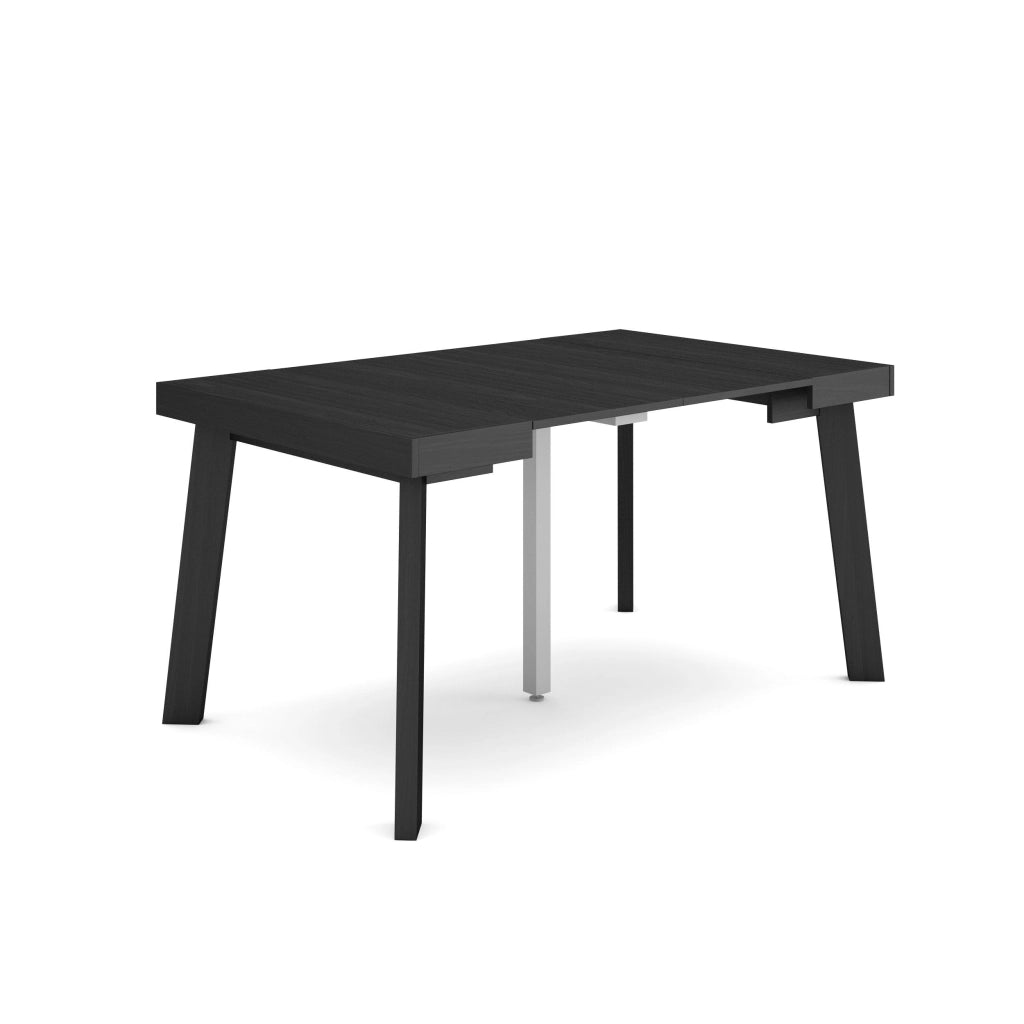 Consolle allungabile, 140x90x73cm, Per 6 persone, Gambe in legno, Nero RF3038