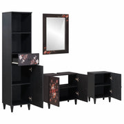 Set di Armadi da Bagno | Armadio da bagno con porta 4 pz Legno di mango massello