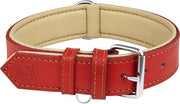 Collare per cane in pelle vera con rinforzo aggiuntivo - XL - 45 cm - Rosso - Sostenibile