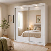 Armadio Camera da Letto Lesale, Guardaroba 2 Ante 5 Ripiani, 180x195h cm Bianco