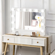 Specchio trucco Hollywood ULEVR 80x60 cm con 12 LED dimmerabili, touch e memoria, bianco