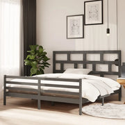 Giroletto-Struttura Letto Grigio in Legno Massello di Pino 200x200 cm 838557