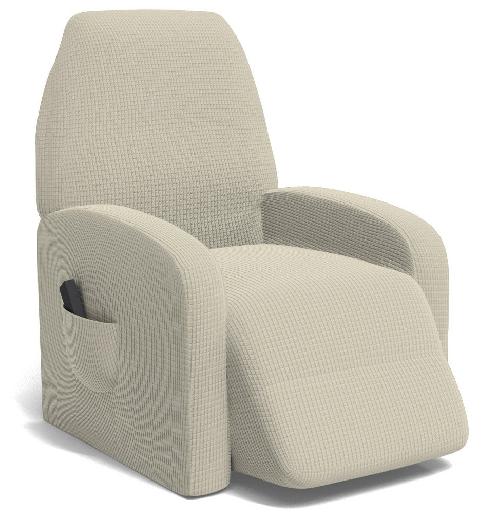 Copripoltrona Reclinabile Elasticizzato Taglia Unica con Tasca Laterale Panna