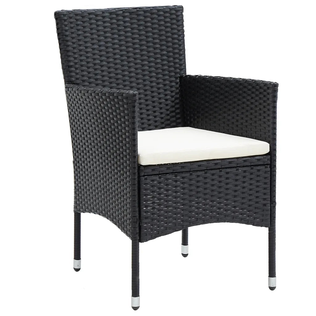 Set Mobili da Pranzo per Giardino 3 pz Polyrattan Nero cod mxl 38714
