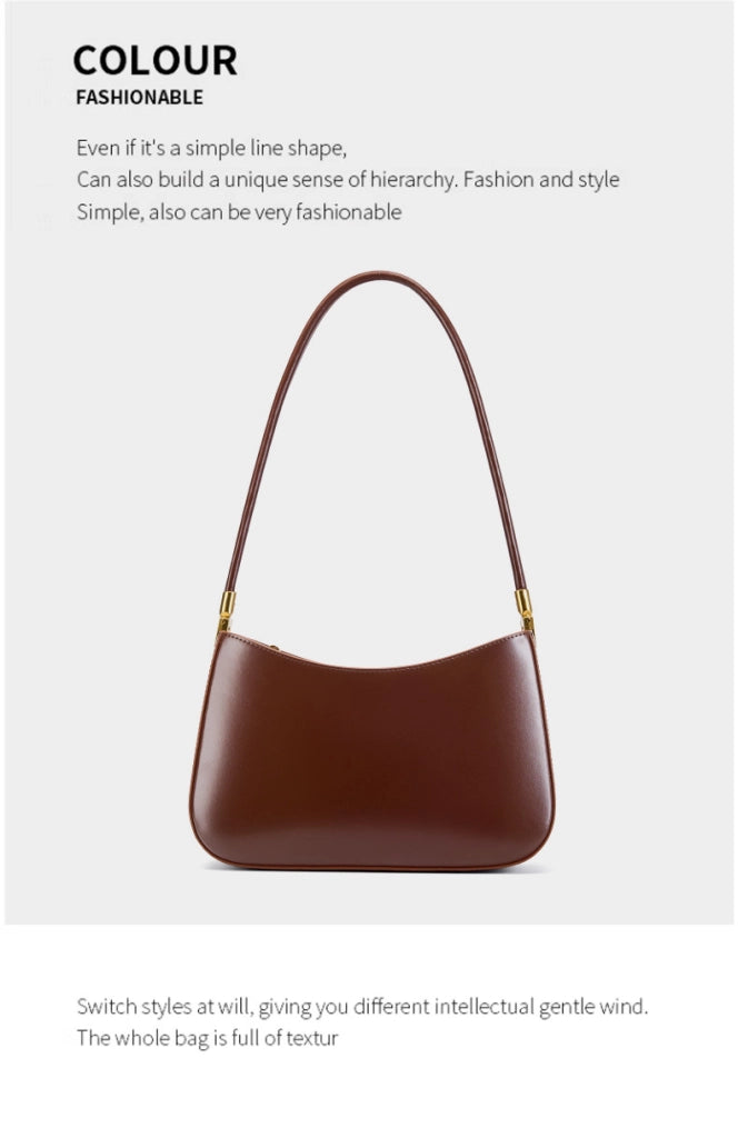 Borsa tote da donna in vera pelle, marrone
