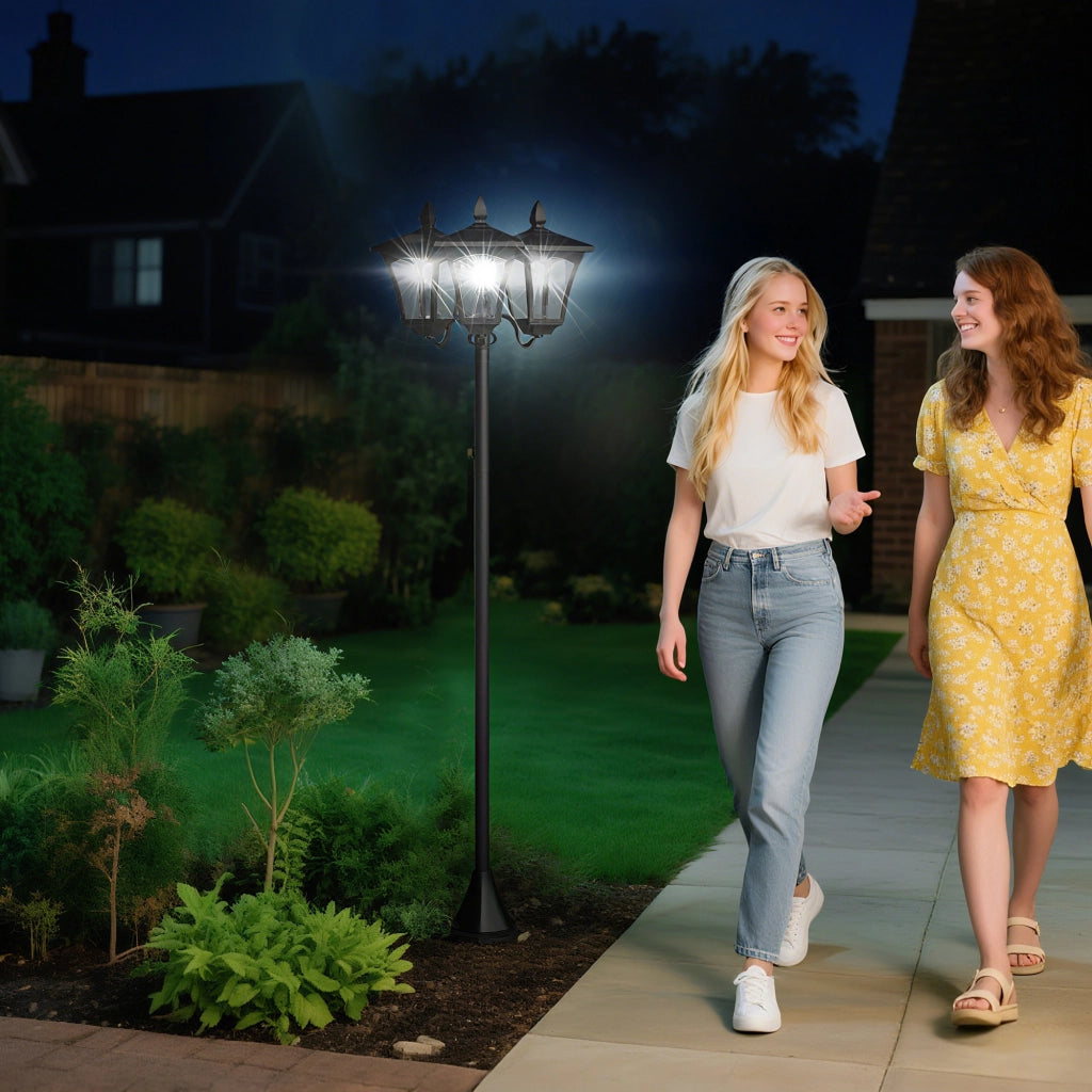 Lampada da giardino a LED solare 3 luci ¨C zephmum ¨C H182.5 cm IP44