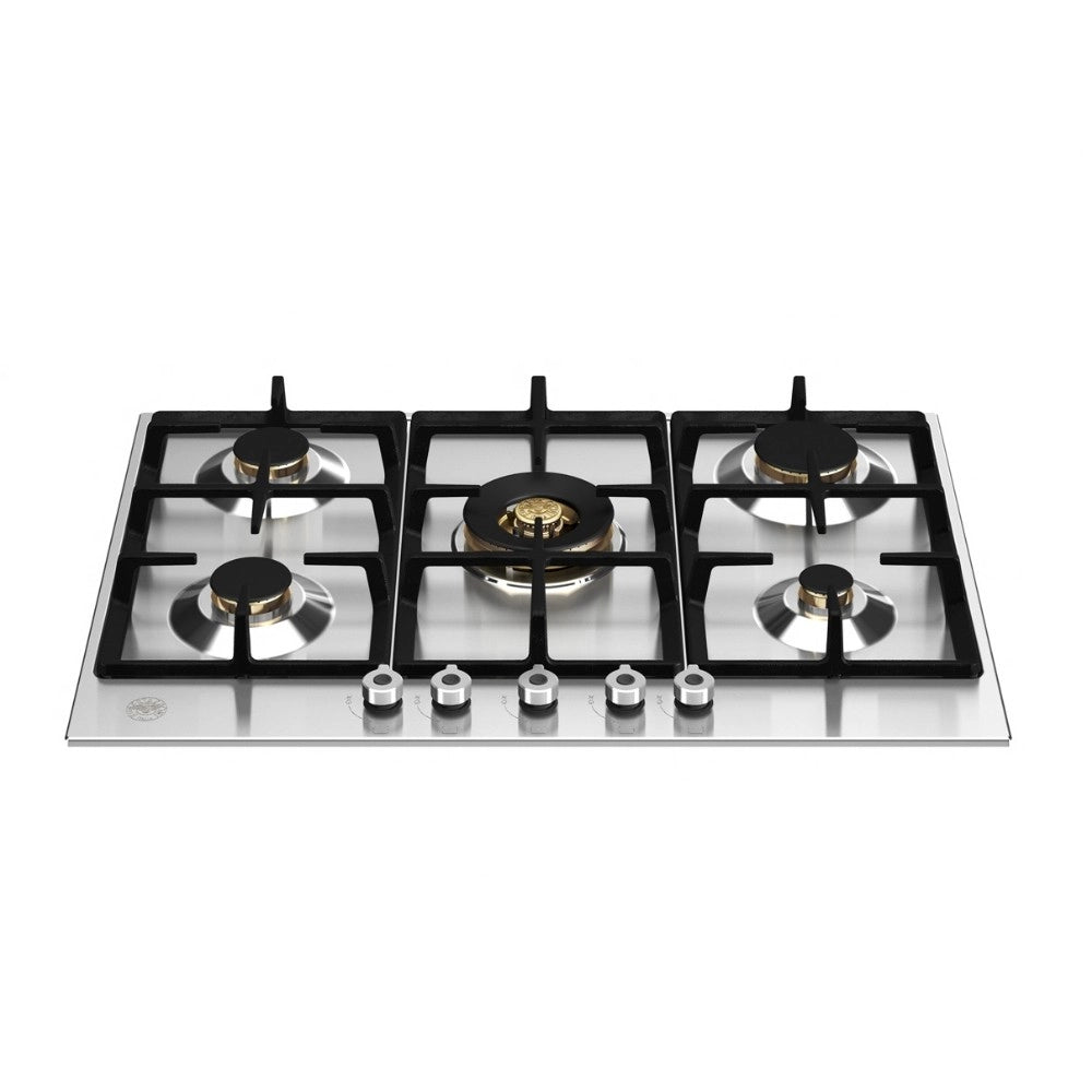 Piano cottura Bertazzoni P755CPROX a gas da 75 cm. 5 zone con dual wok centrale inox