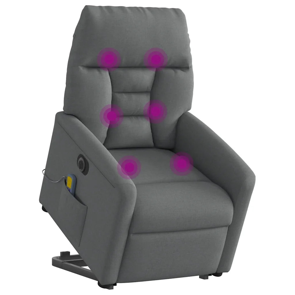 Poltrona Alzapersona Massaggi Elettrica Grigio Scuro Tessuto 3303063