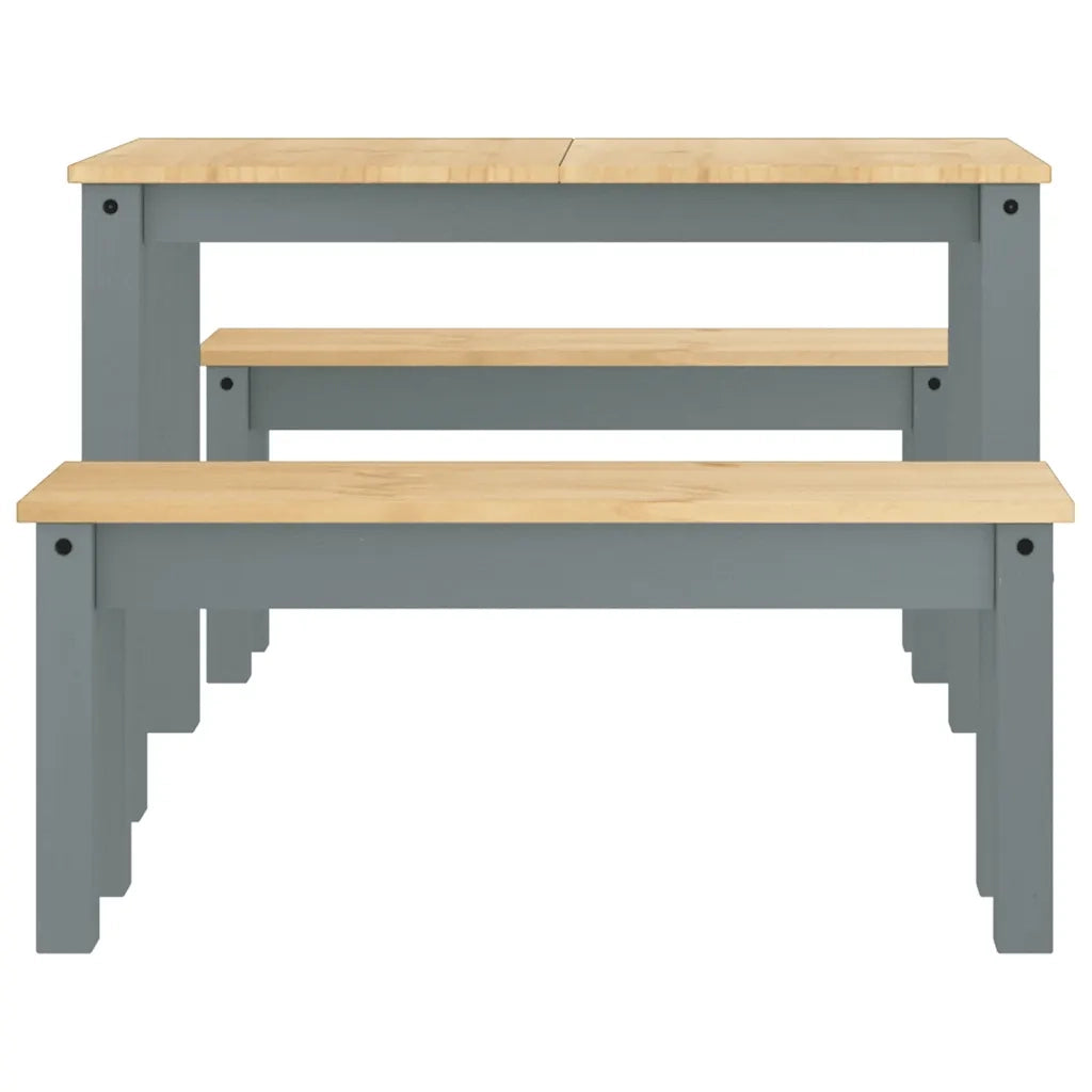 Set da Pranzo 3 pz PANAMA Grigio in Legno Massello di Pino 3345165