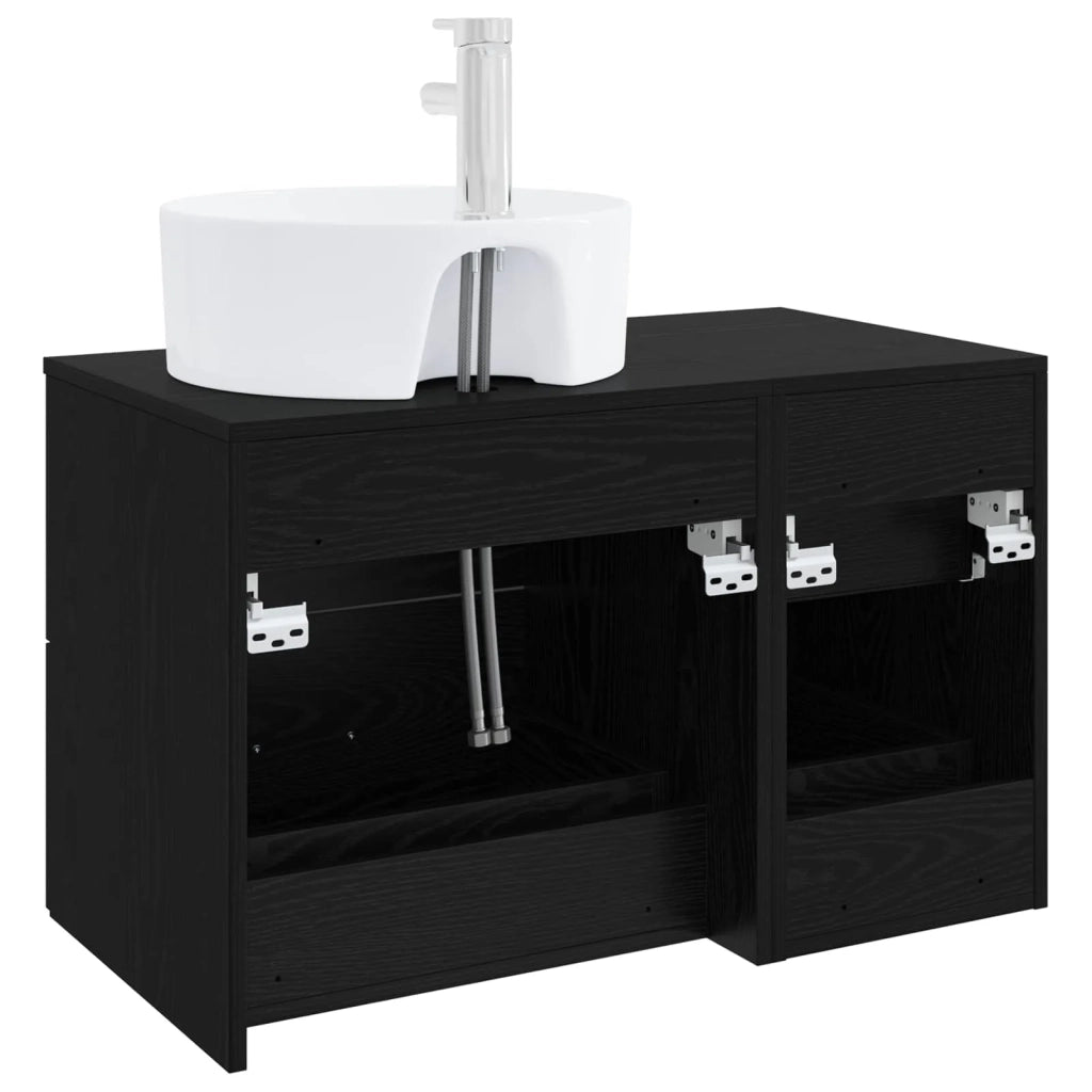 Set di mobili per il bagno 2 pz Rovere Nero 3403985