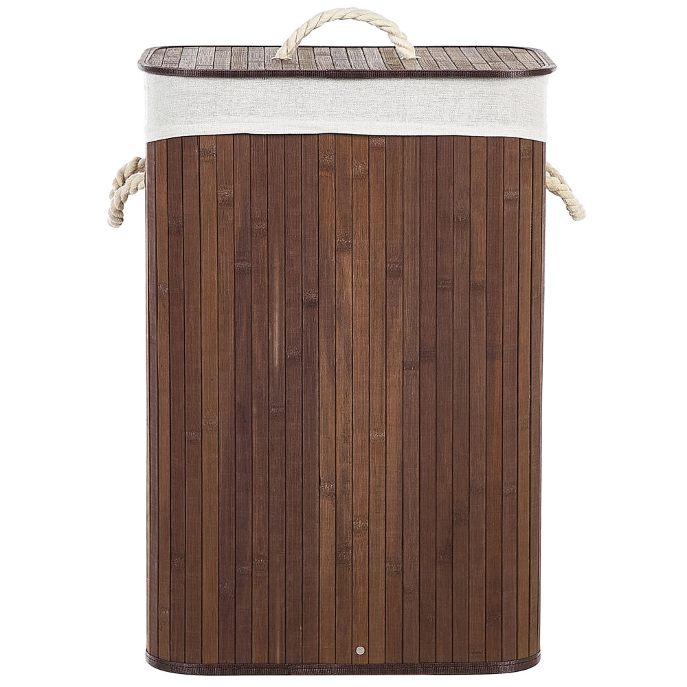 Cestino portaoggetti in bambù marrone scuro con coperchio Cestino per biancheria Accessori pratici lavanderia bucato
