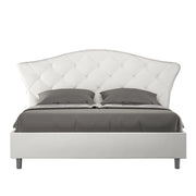 BS COM Letto matrimoniale contenitore doppia alzata imbottito 160x210 similpelle bianco