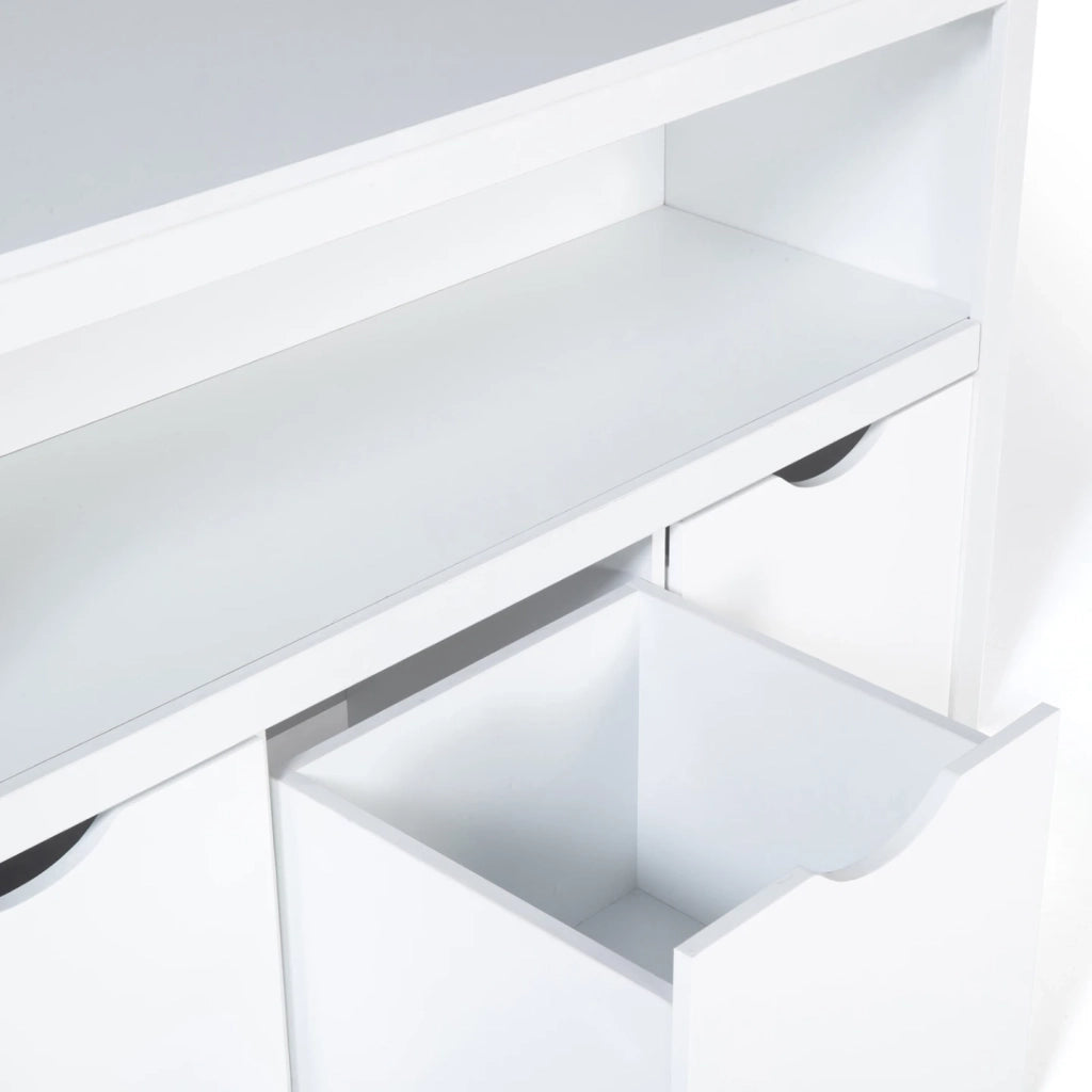 IDMarket - Libreria per bambini MANA in legno bianco con 3 cassetti cubici su rotelle