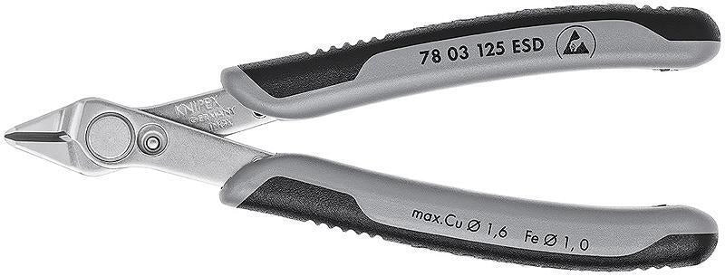 Knipex 78 03 125 ESD Super Knips Pinze da Elettronica ESD Taglio di Precisione 125 mm Acciaio Inox