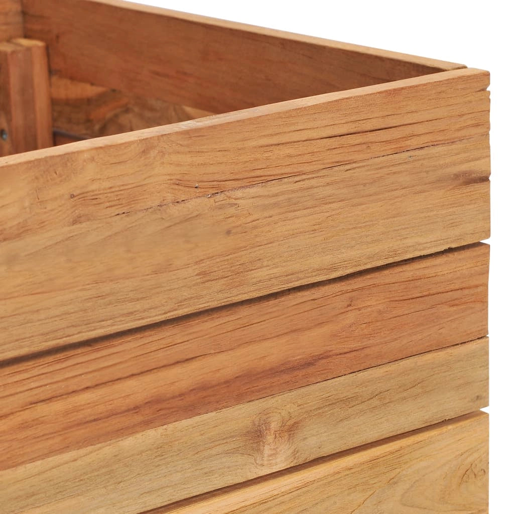 Aiuola rialzata con fioriera 100 x 40 x 38 cm legno di teak riciclato e acciaio 02_0000895