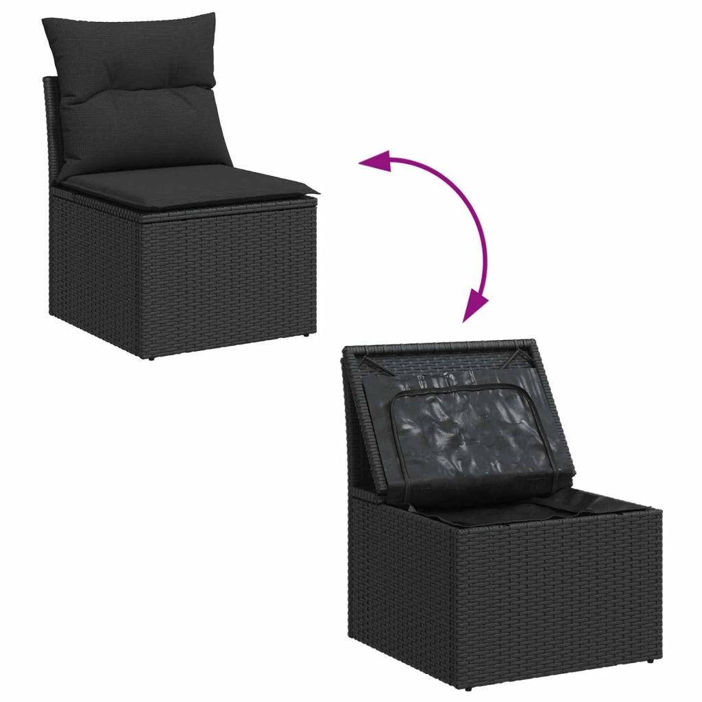Set Divano da Giardino con cuscino 13 pcs Nero polyrattan 3363754