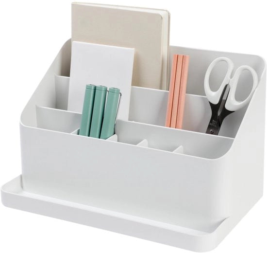 Organizzatore per ufficio – Spazio di archiviazione per penne, note, lettere e attrezzature ufficiali (bianco)