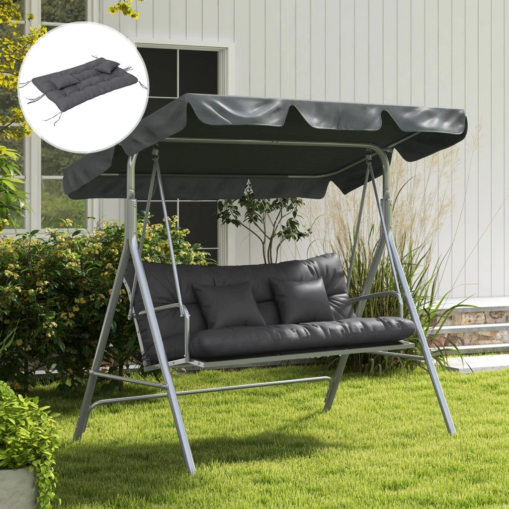 Set 4 Cuscini da Giardino per Schienale e Seduta con Imbottitura in Poliestere Grigio Carbone