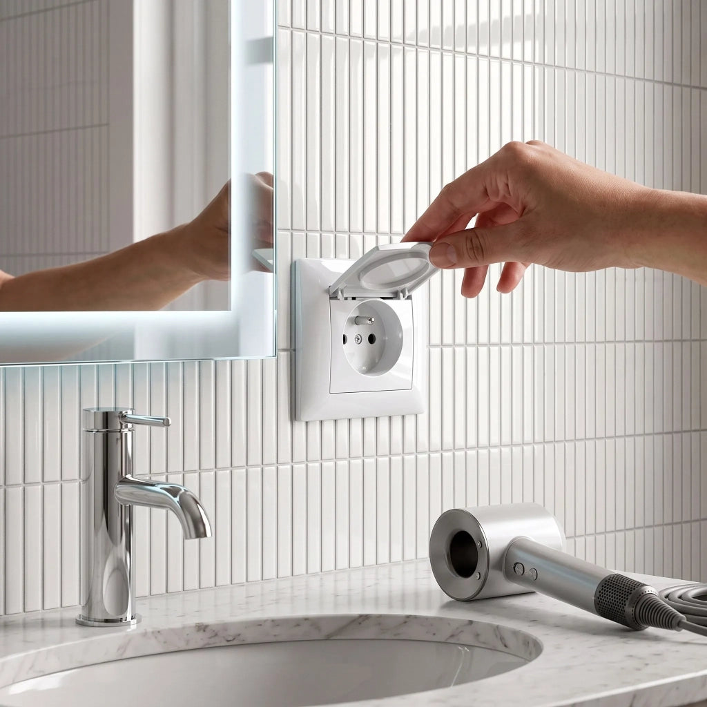 Presa Singola Con Messa A Terra E Coperchio Con Cornice Oste Jnh005-g White