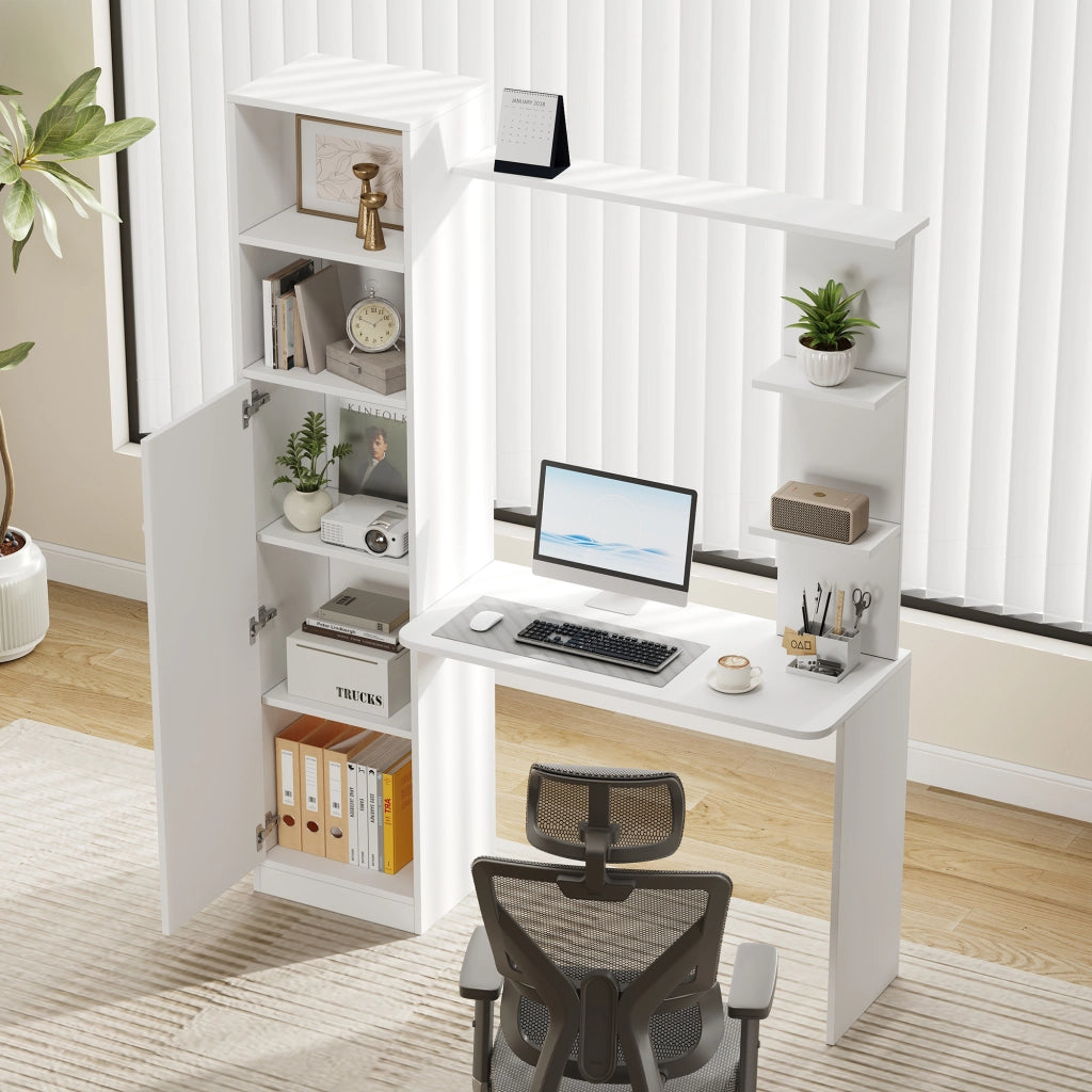 TAVOLO SCRIVANIA MULTIFUNZIONALE 123,5 x 45 x 168,5 cm MDF BIANCO