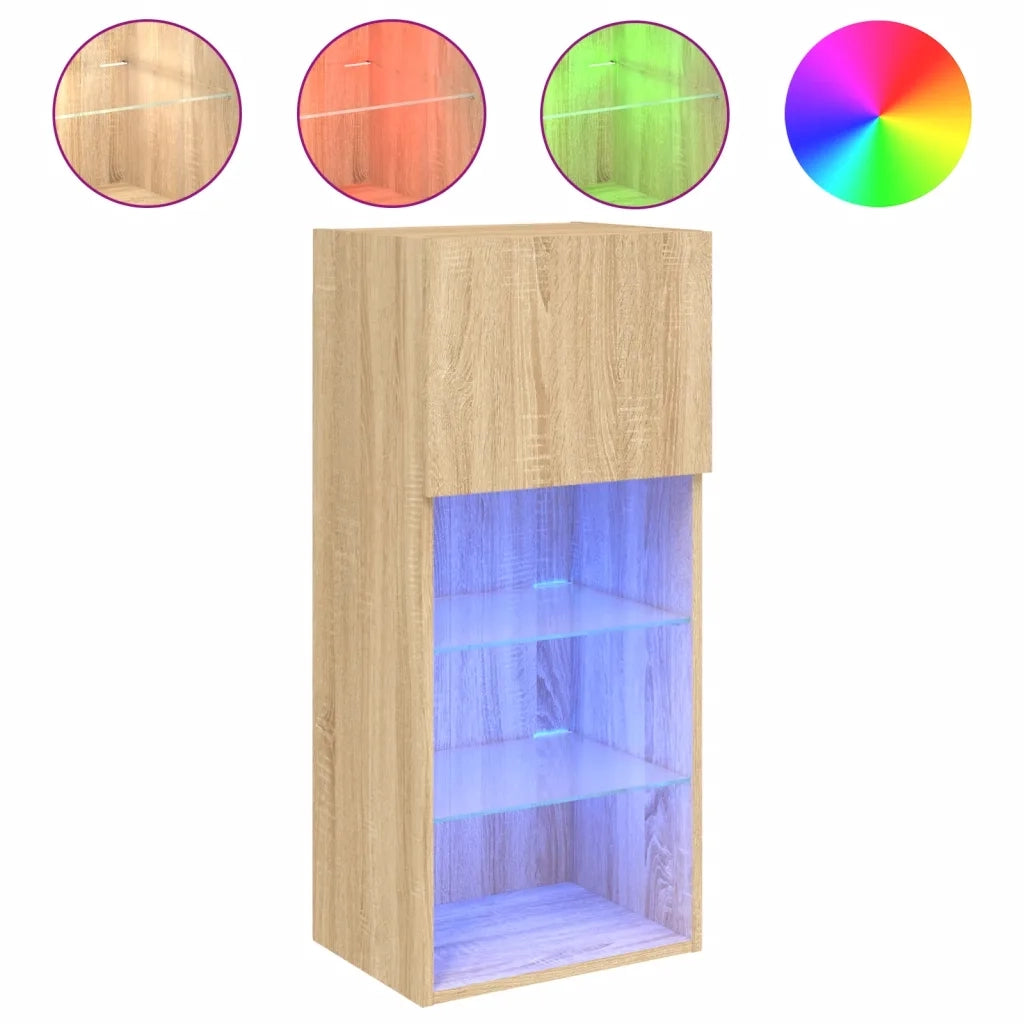 Mobili TV con Luci LED 2pz Rovere Sonoma 40,5x30x90 cm 837048