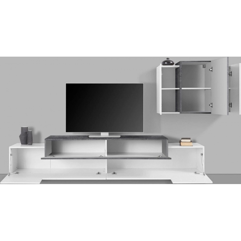 Set Soggiorno Coro 240 – Mobile + Pensile – Bianco e Report