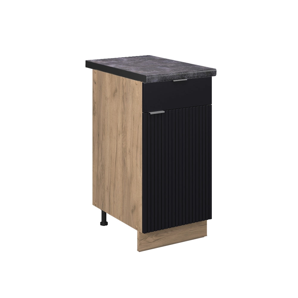 Mobiletto base per cucina Fame-Line Nero rigato/Rovere dorato 40 cm, PL Antracite Vicco
