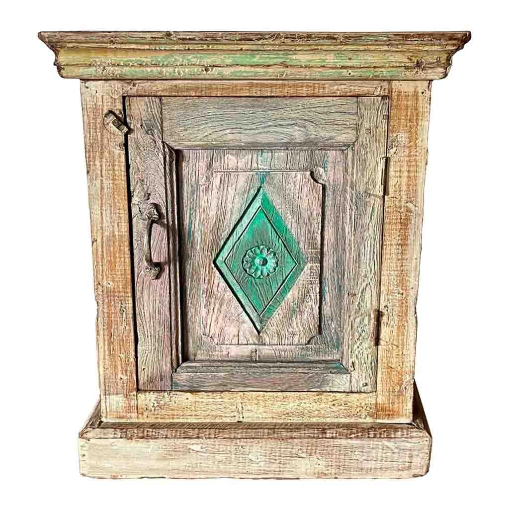 Comodino in legno con finitura artigianale marrone 49x29x62h cm