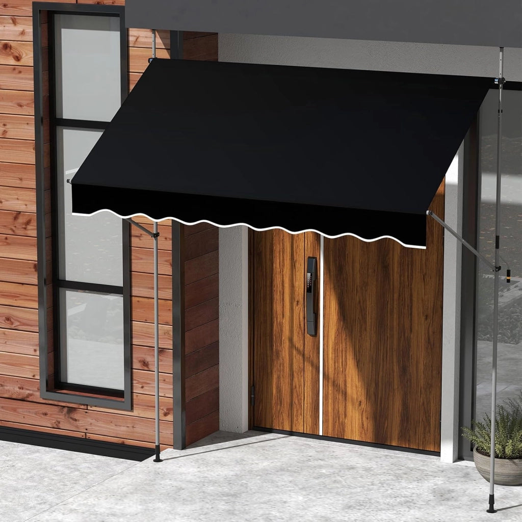 Tenda da Sole a Morsetto, Regolabile in Altezza e Inclinazione con Manovella, Telo Impermeabile e Resistente ai Raggi Solari e Telaio Antiruggine, Tenda Retrattile Senza Foratura (2,5M,Nero)