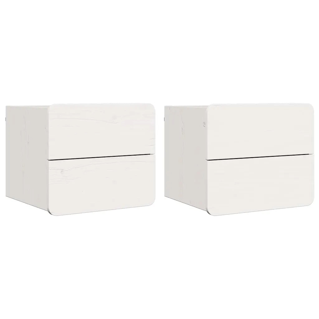 Set di 2 Comodini | Armadio da Notte | Mobiletto da notte Bianco 39 x 34 x 33 cm Legno di pino massello