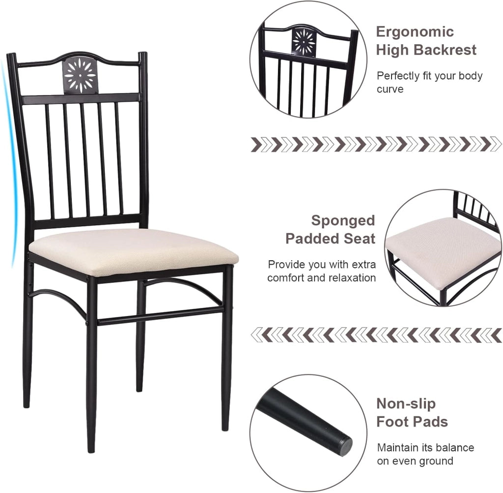 Set da tavolo da pranzo da 5 pezzi, set da tavolo rettangolare con 4 sedie tappezzate per 4 persone a casa, sala da pranzo, ristorante (Fuchsia)