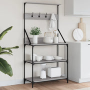 Mensola da cucina-Scaffale Cucina Ganci 4 Ripiani Grigio Sonoma Legno Multistrato