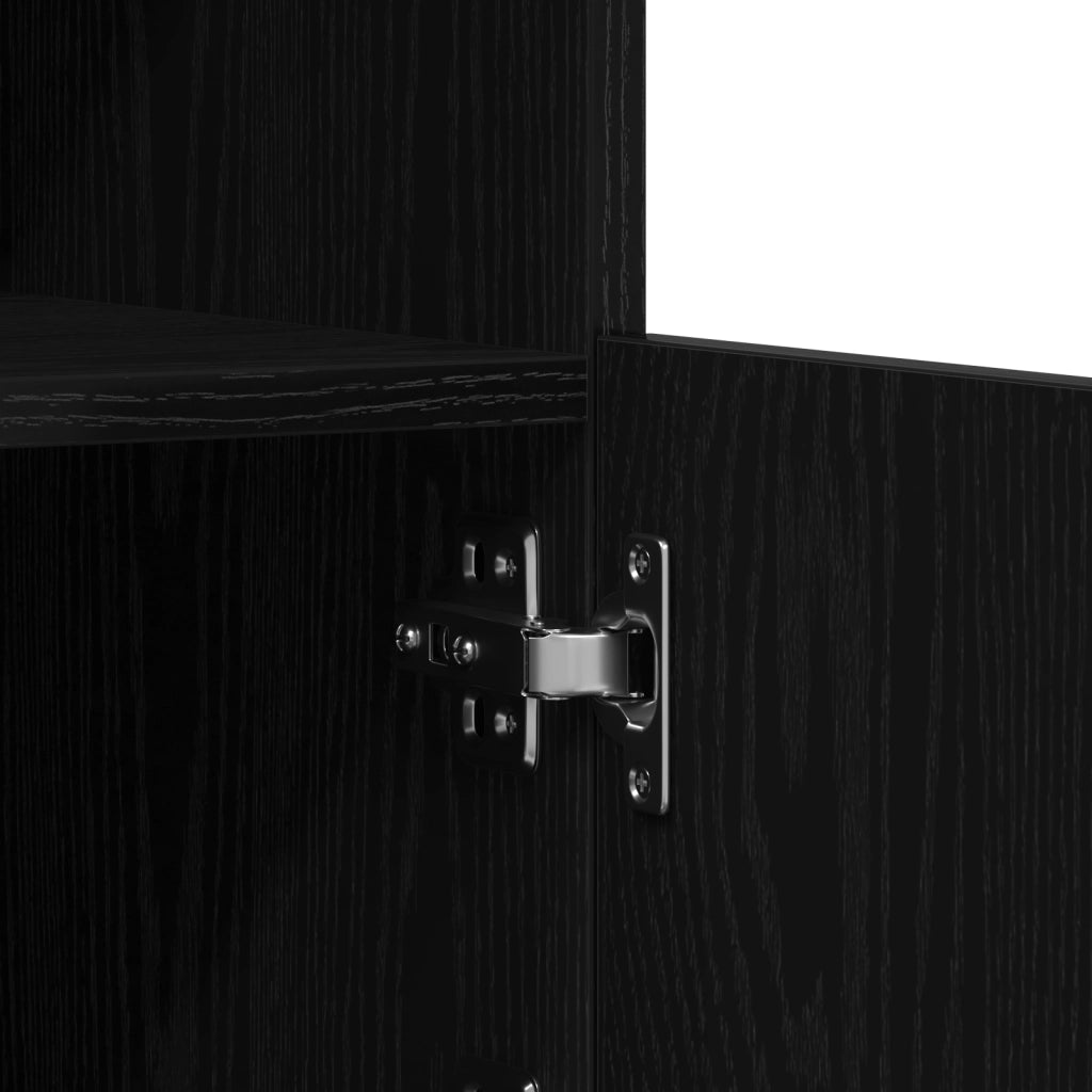 Sideboard con luci LED Nero Rovere 41x37x100 cm