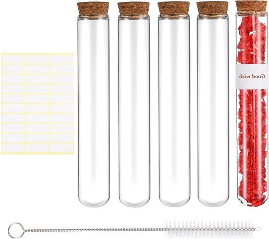 Contenitore di reazione 5 pezzi 50 ml - Vetro trasparente con chiusura a vite - Per laboratorio e decorazione