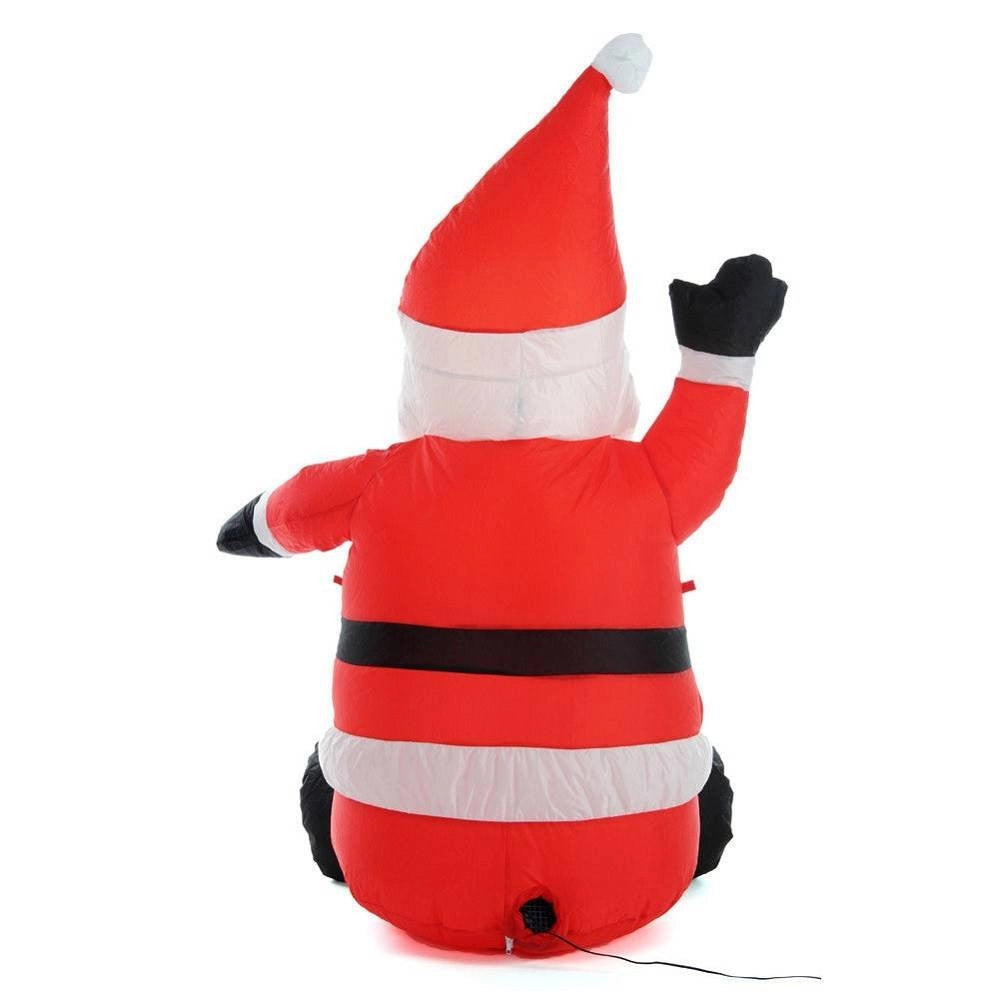 Trade Shop - Gonfiabile Babbo Natale Seduto Con Illuminazione Led Altezza 120 Cm Per Esterno -