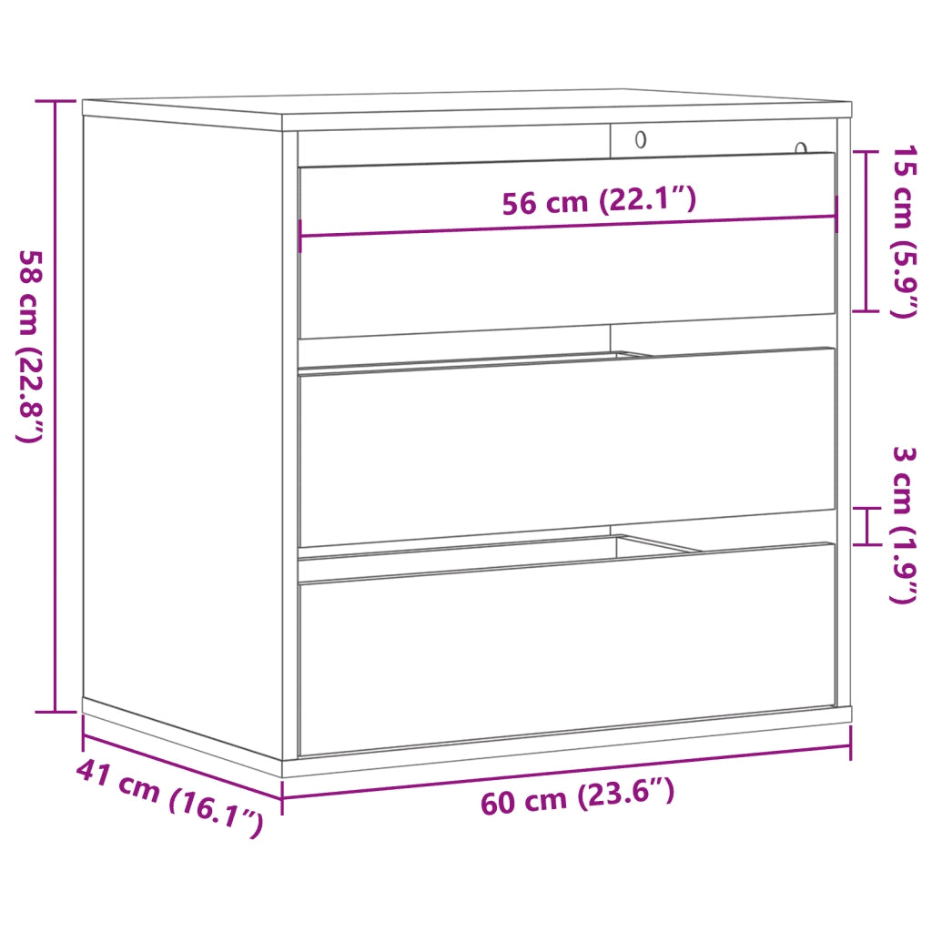 Cassettiera Angolare Grigio Sonoma 60x41x58cm Legno Multistrato 852848